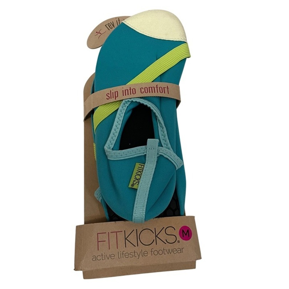 FitKicks Active Lifestyle Footwear Aqua Teal Slip On Shoes Size Medium